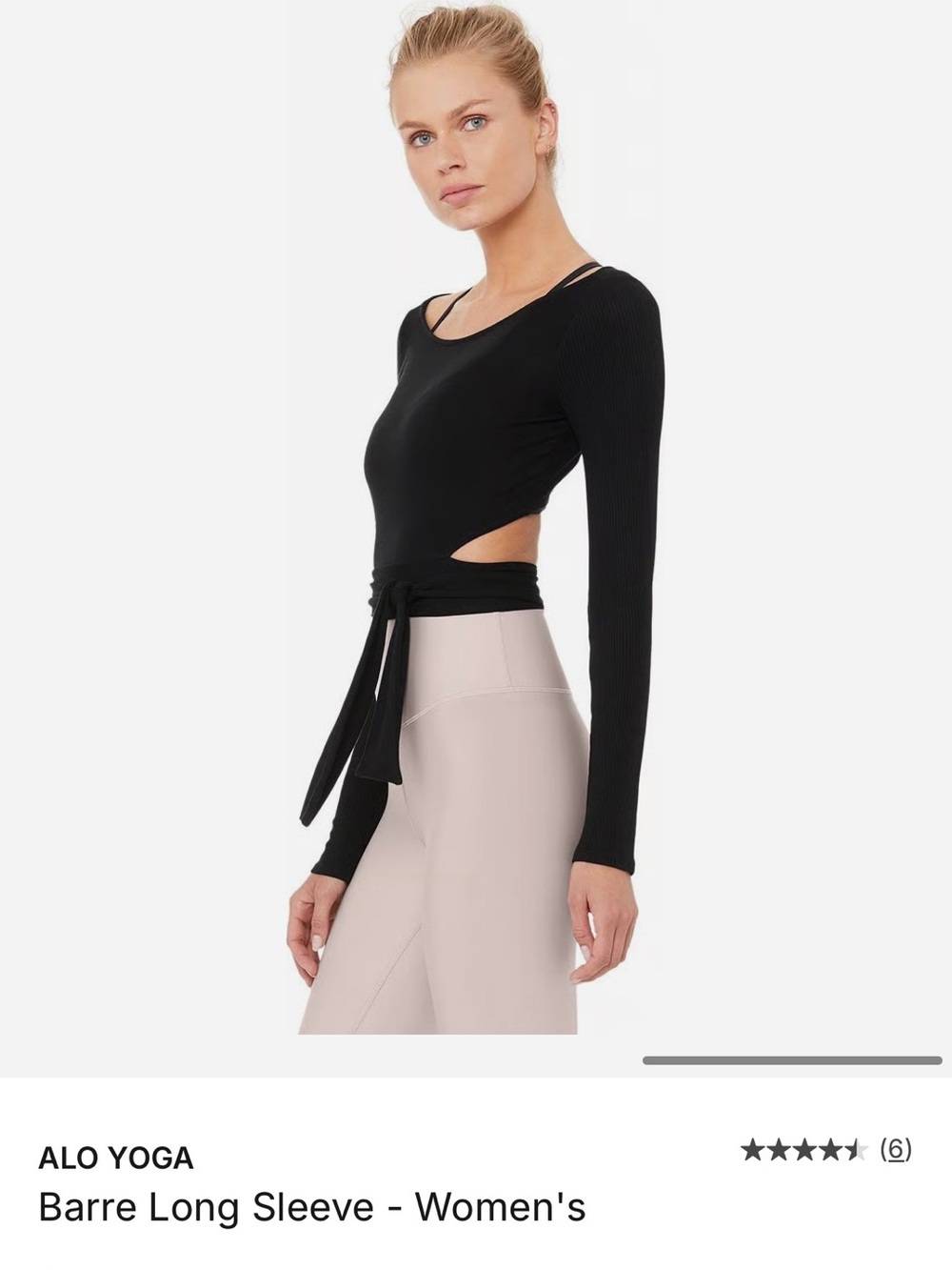 ALO Yoga Black Long-Sleeve Wrap Crop Top